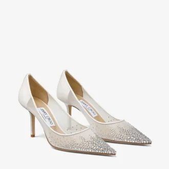 Love 65 Weiße Mesh-Pumps mit DéGradé-Kristallen