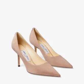 Love 85 Pumps aus ballettrosa Wildleder mit spitzer Zehenpartie und Jc-Emblem