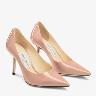 Love 85 Pumps aus lackiertem Leder in Ballet Pink mit spitzer Zehenpartie und Jc-Emblem