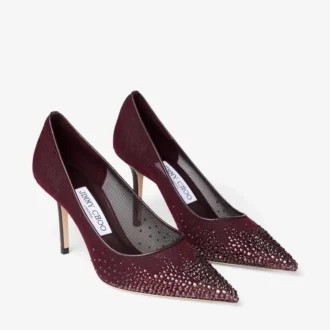Love 85 Pumps aus tiefem Merlot-Mesh mit Galaxy-Kristallen