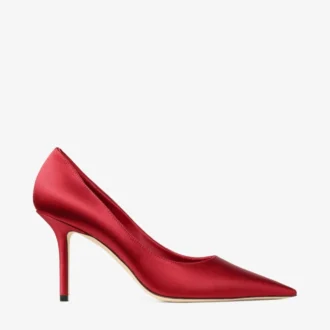 Love 85 Rubinrote Satin-Pumps