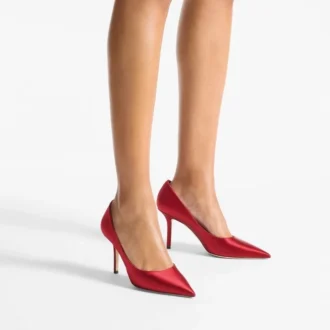 Love 85 Rubinrote Satin-Pumps