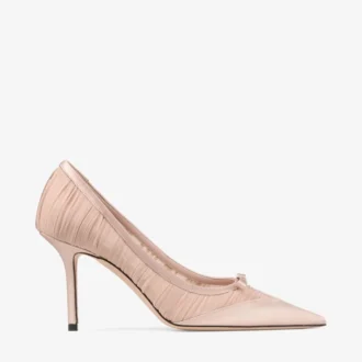 Love Mesh 85 Macaron Satin Pumps mit gerafftem Tüll