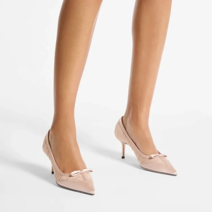 Love Mesh 85 Macaron Satin Pumps mit gerafftem Tüll