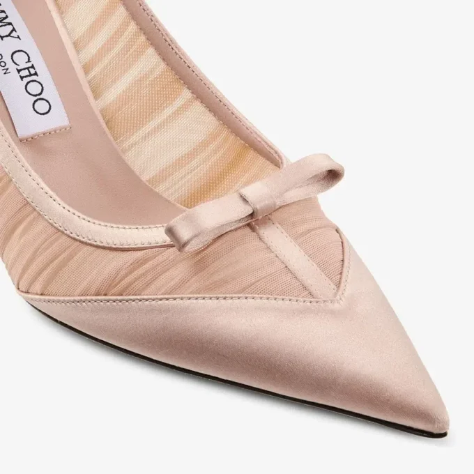 Love Mesh 85 Macaron Satin Pumps mit gerafftem Tüll