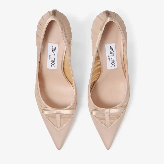 Love Mesh 85 Macaron Satin Pumps mit gerafftem Tüll