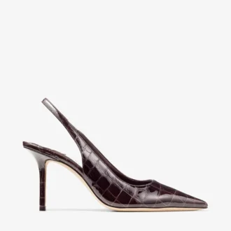 Love Sling Back 85 Sambuco Slingbacks aus glänzendem Leder mit Krokodilprägung