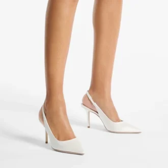 Love Sling Back 85 Slingbacks aus elfenbeinfarbenem Satin