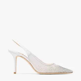Love Sling Back 85 Weiße Mesh-Slingbacks mit DéGradé Galaxy-Kristallen