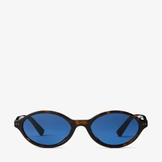 Marais Sonnenbrille aus Havanna- und blauem ovalem Acetat