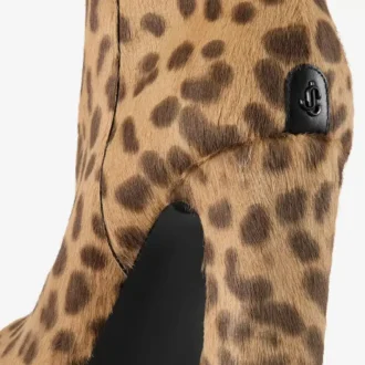Marene Stiefeletten 120 Naturfarbene Stiefeletten aus Ponyleder mit Leopardenmuster