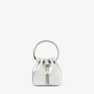 Micro Bon Bon Mini-Tasche aus silbermetallischem Nappaleder