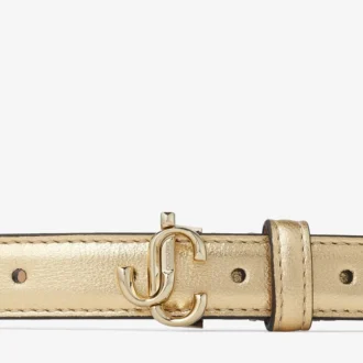 Mini-Gürtel „Helina“ aus goldmetallischem Nappaleder