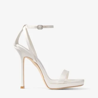 Moza Platform 120 Sandalen aus elfenbeinfarbenem Satin