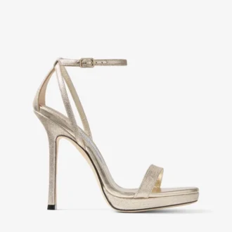 Moza Platform 120 Sandalen aus Platinum Brilliance-Stoff