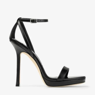 Moza Platform 120 – Schwarze Sandalen aus glänzendem Nappaleder
