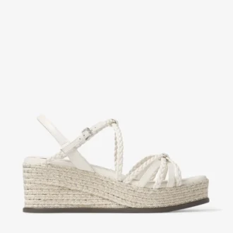 Nyra 60 Latte Nappaleder-Sandalen mit Keilabsatz