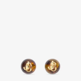 Perlenohrringe Ohrstecker aus Metall und Acryl in Schildpatt- und Goldoptik