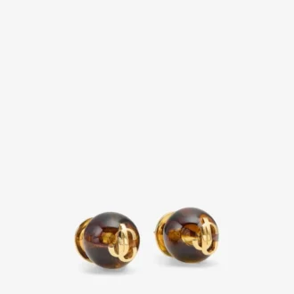 Perlenohrringe Ohrstecker aus Metall und Acryl in Schildpatt- und Goldoptik