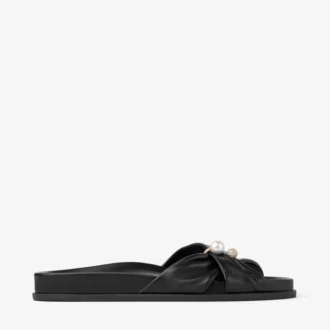 Rafi Flache schwarze Sandalen aus weichem Glove-Leder