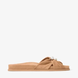 Rafi Flat Toffee-farbene flache Wildledersandalen