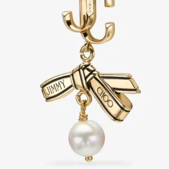 Ribbon Pearl Ohrring Goldfarbener Metall-Ribbon-Pearl-Ohrring