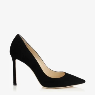 Romy 100 Pumps aus schwarzem Wildleder mit spitzer Zehenpartie