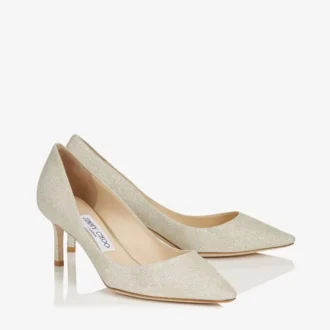 Romy 60 Pumps mit spitzer Zehenpartie in Platin-Eis-Glitzer