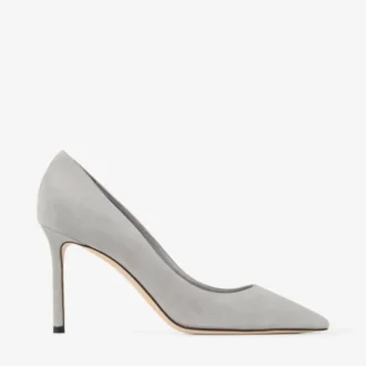 Romy 85 Pumps aus taubefarbenem Wildleder