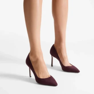 Romy 85 Pumps aus tonigem Wildleder in Deep Merlot