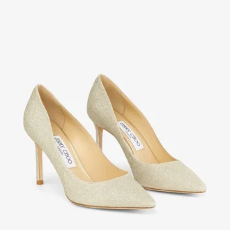 Romy 85 Pumps mit spitzer Zehenpartie in Platin-Eis-Glitzer