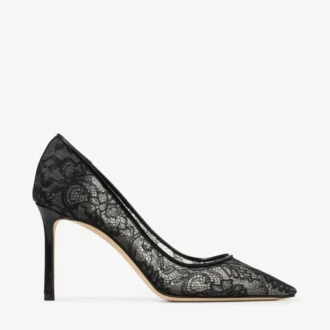 Romy 85 Schwarze Jimmy Choo Pumps aus Spitze