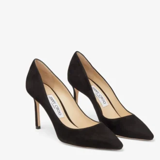Romy 85 Schwarze Pumps aus Wildleder mit spitzer Zehenpartie