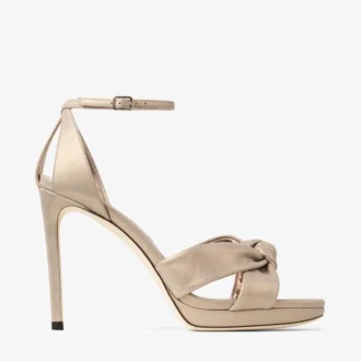 Rosie 100 Goldglänzende Wildleder-Plateausandalen