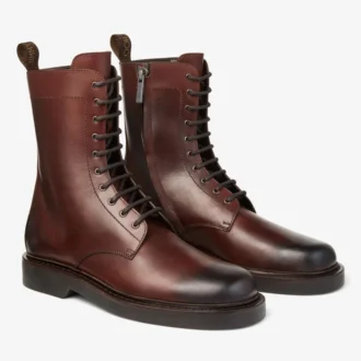 Rowan Derby Stiefel Stiefeletten aus gewachstem Kastanienbraunem Kalbsleder