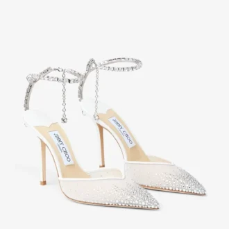 Saeda 100 Weiße Mesh-Kristallpumps