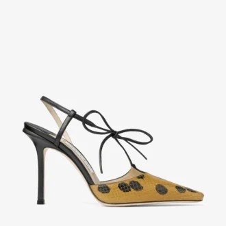 Sandale aus Leder mit Elaphe-Print und Schleife