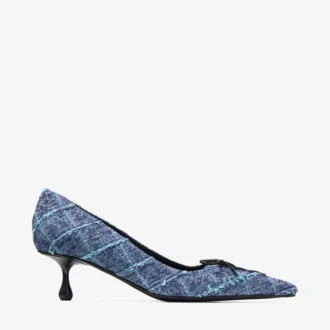 Scarlett 50 Pumps aus Denim mit Kreuzmuster
