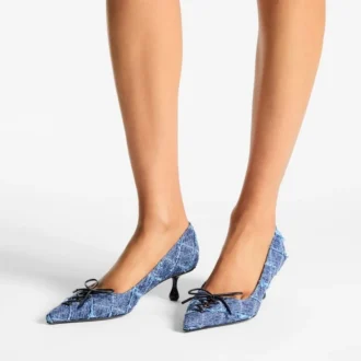 Scarlett 50 Pumps aus Denim mit Kreuzmuster