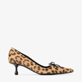 Scarlett 50 Pumps aus Ponyfell mit natürlichem Leopardenmuster