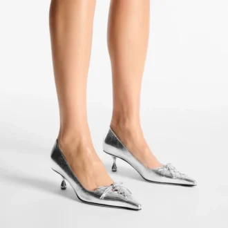 Scarlett 50 Pumps aus silbernem Vintage-Metallic-Leder