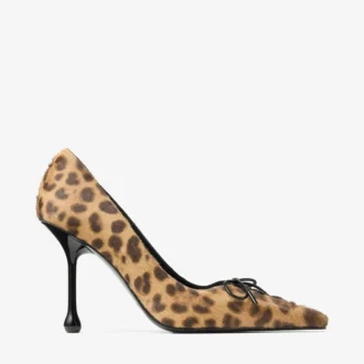 Scarlett 95 Pumps aus Ponyleder mit natürlichem Leopardenmuster