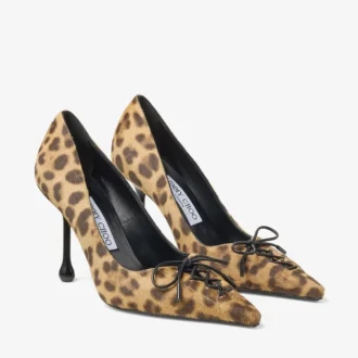 Scarlett 95 Pumps aus Ponyleder mit natürlichem Leopardenmuster