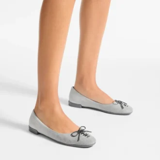 Scarlett Ballerina Dove Suede Denim Ballerina-Ballerinas