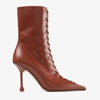 Scarlett Stiefeletten 85 Cognac Stiefeletten aus Leder mit Elaphe-Print