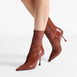 Scarlett Stiefeletten 85 Cognac Stiefeletten aus Leder mit Elaphe-Print