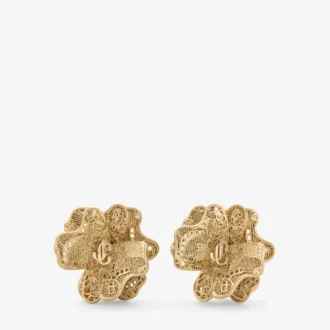 Spitzen-Corsage-Ohrstecker aus metallisch goldfarbenem Metall