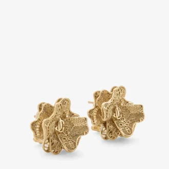 Spitzen-Corsage-Ohrstecker aus metallisch goldfarbenem Metall