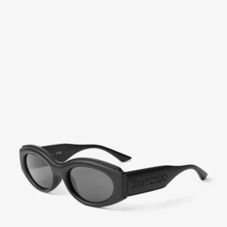 Sue Sonnenbrille in mattem Schwarz, ovale Form