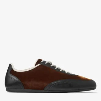 Sunny M Low-Top-Sneaker aus bronzefarbenem Leder- und Samtmix